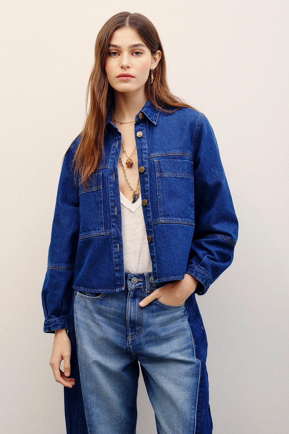 camisa austin crop denim