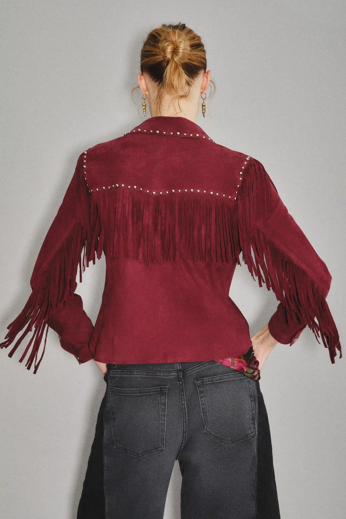 camisa bellota fringes cuero