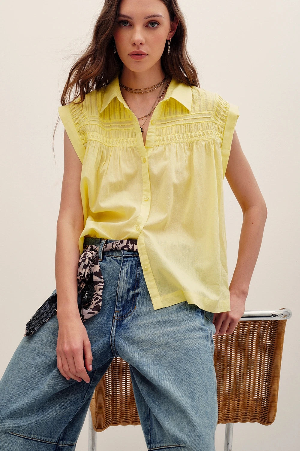 camisa meli pleats