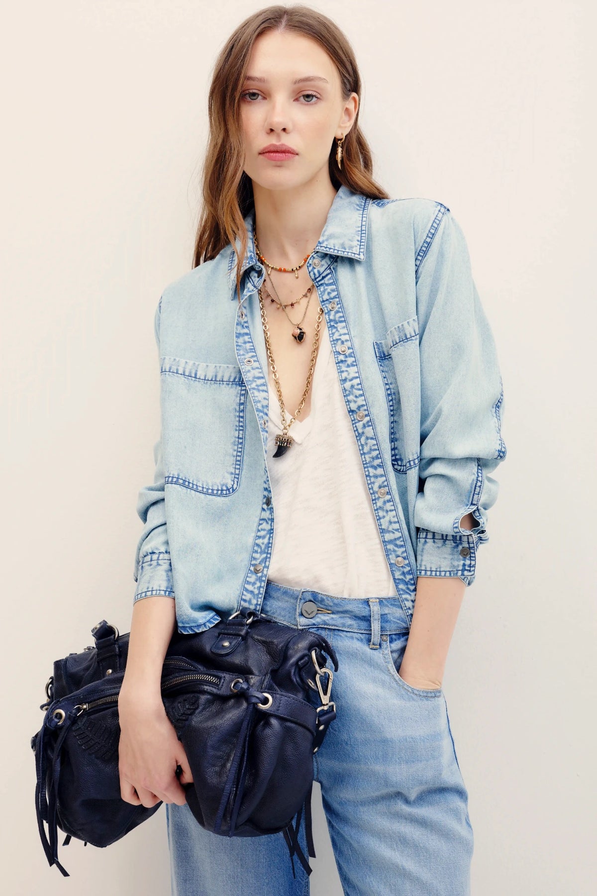 camisa tencel crop