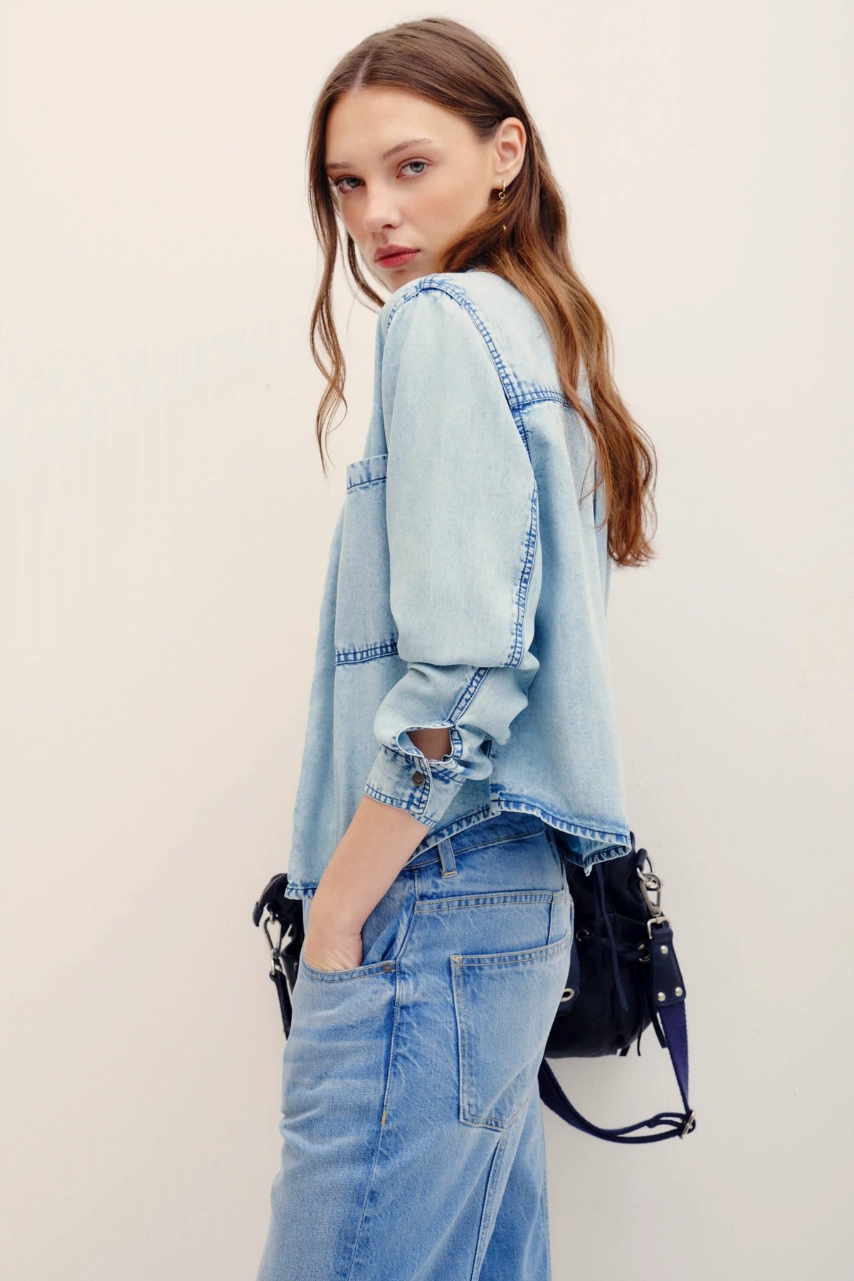 camisa tencel crop