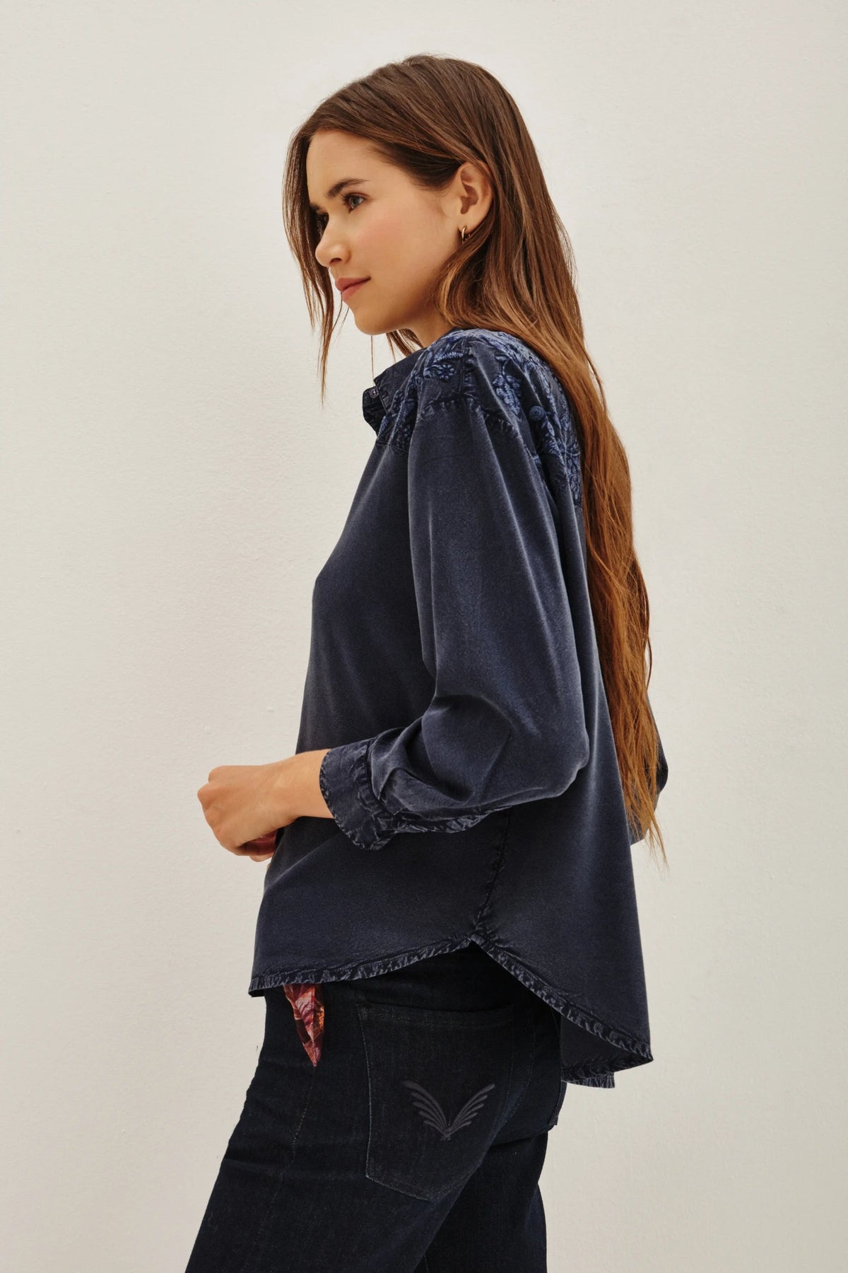 camisa wide tencel flowers