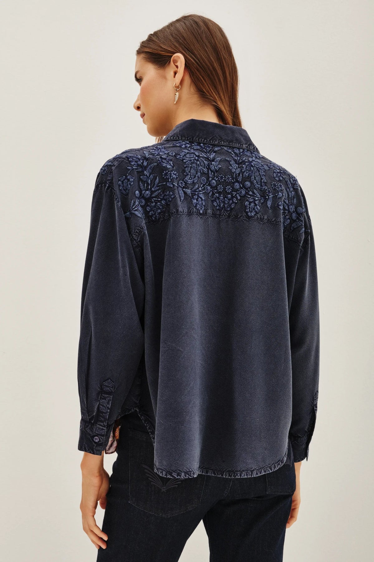 camisa wide tencel flowers