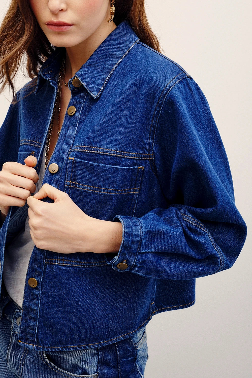 camisa austin crop denim